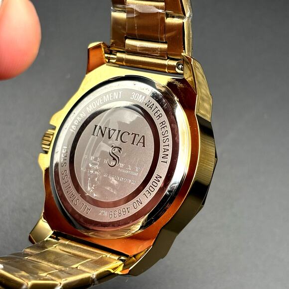 Invicta 46839 Speedway Gold Tone Mens Watch Black Dial Stainless Steel NIBWT - Picture 11 of 17